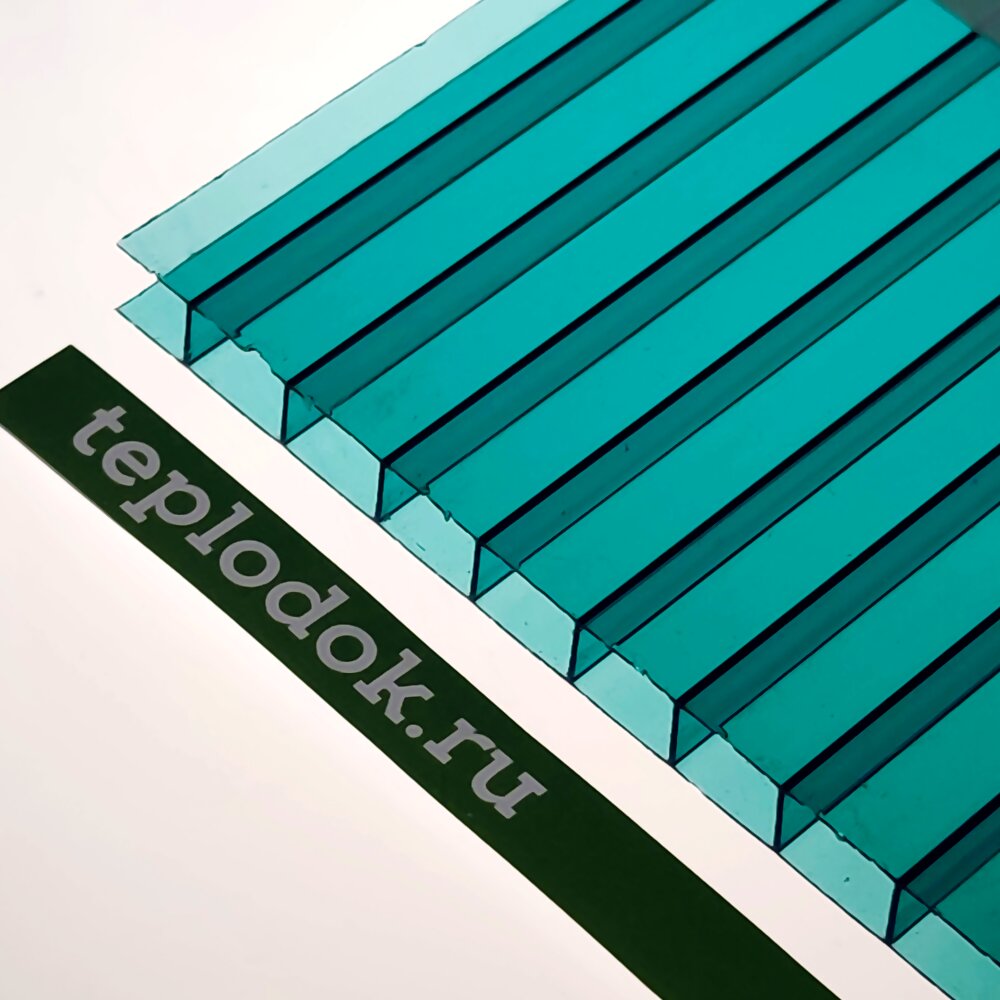 Сотовый поликарбонат 8 мм, зеленый, 1,5 кг/м2 (ГОСТ), лист 2,1х12 м, Novattro